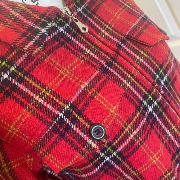 Vintage 90’s Express Trucker Jacket Plaid Wool blend XS Zipped Pockets Aesthetic - Picture 6 of 13